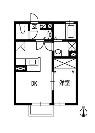 PAエスターテ(1DK/2階)の間取り写真