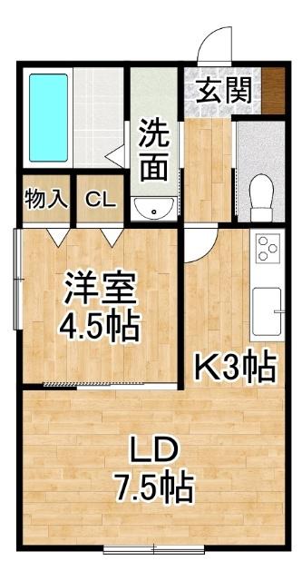 NCウイングさくら(1LDK/1階)の間取り写真