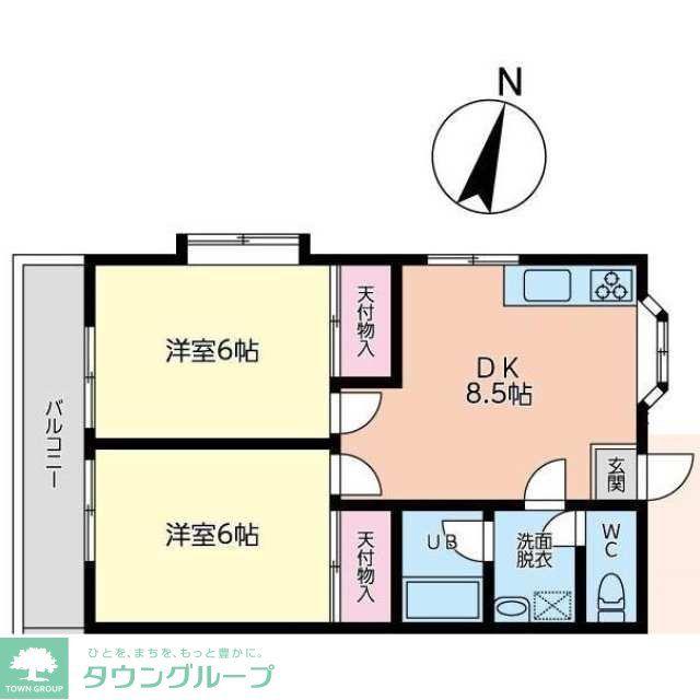 リーフ・ハピネス(2DK/1階)の間取り写真