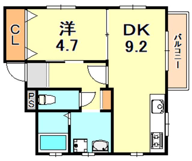 メゾン垂水(1LDK/3階)の間取り写真