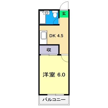 メゾンさかもと(1DK/2階)の間取り写真