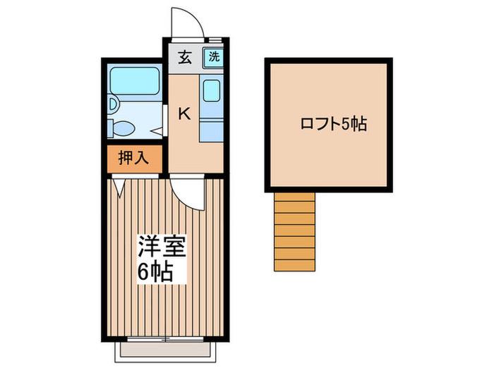 ガウディVI(1K/1階)の間取り写真