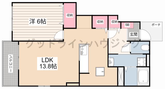 エステート 社I(1LDK/1階)の間取り写真