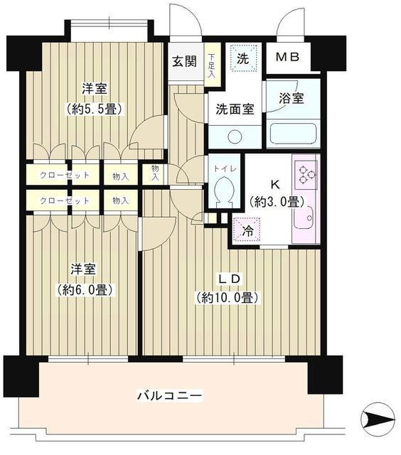プロスペアー笹塚(2LDK/2階)の間取り写真