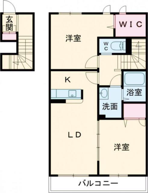 シャーメゾンいろは(2LDK/2階)の間取り写真