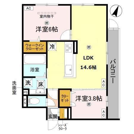 グランヴェールVII(2LDK/2階)の間取り写真