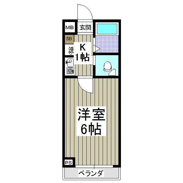 シャルマンフジ熊谷壱番館(1K/1階)の間取り写真