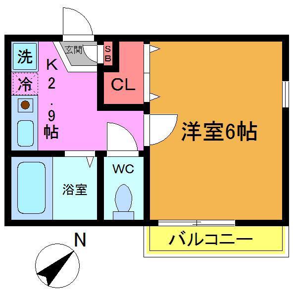 メゾンA(1K/1階)の間取り写真