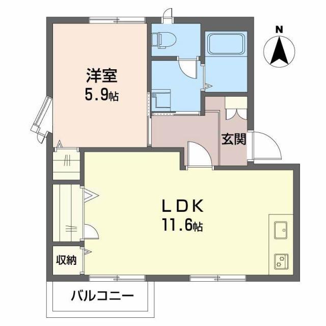 勝屋ハイツ(1LDK/2階)の間取り写真
