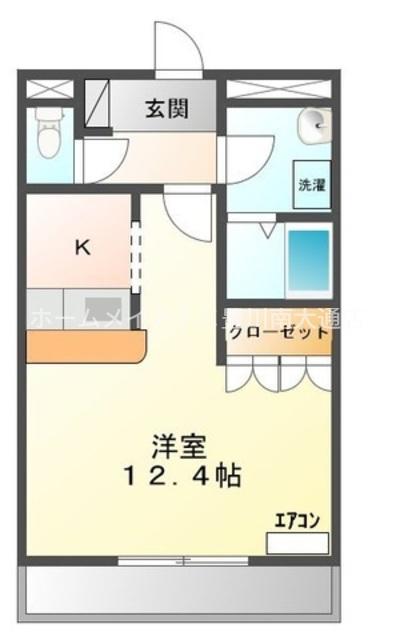 ヒーリングパレス(1K/2階)の間取り写真