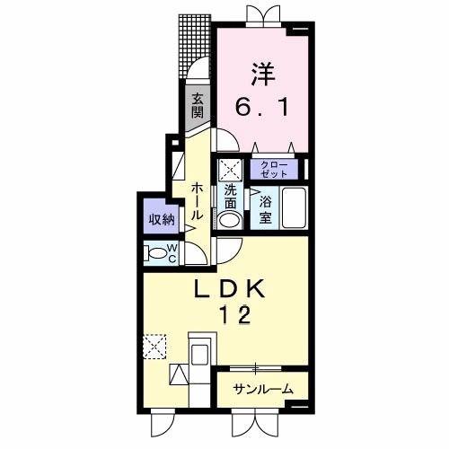 フォレスト・ハハキB(1LDK/1階)の間取り写真
