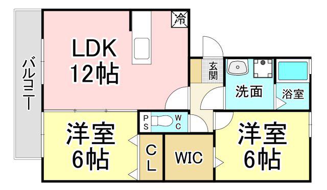 ケイズスクエアD棟(2LDK/2階)の間取り写真