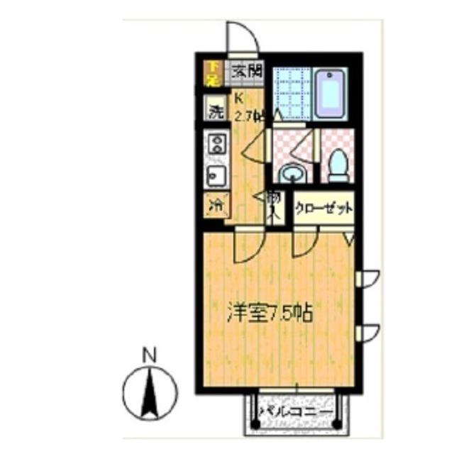 フェリーチェ川崎(1K/1階)の間取り写真