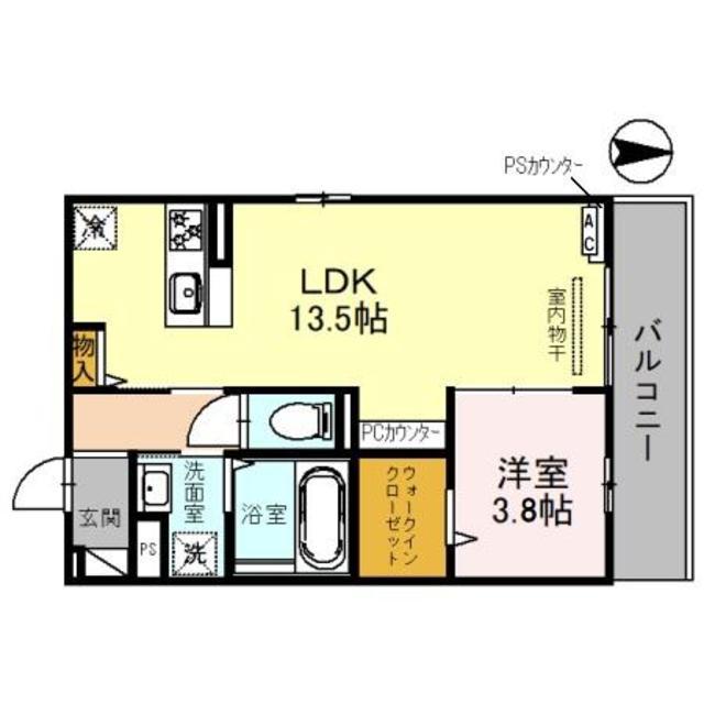 JFORT京都山科II(1LDK/2階)の間取り写真