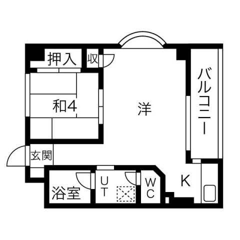 シャロン本厚木(1LDK/3階)の間取り写真