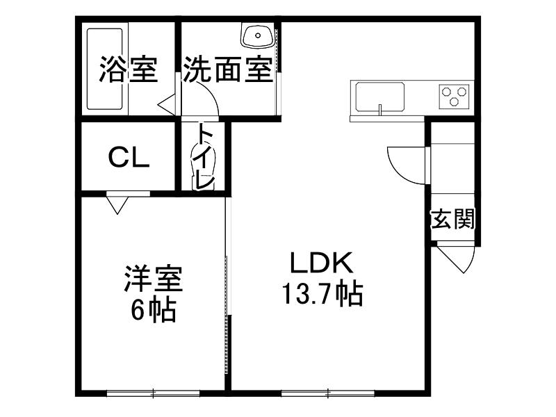 ALEGRIA(1DK/2階)の間取り写真