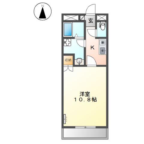 PRONITY(1K/2階)の間取り写真