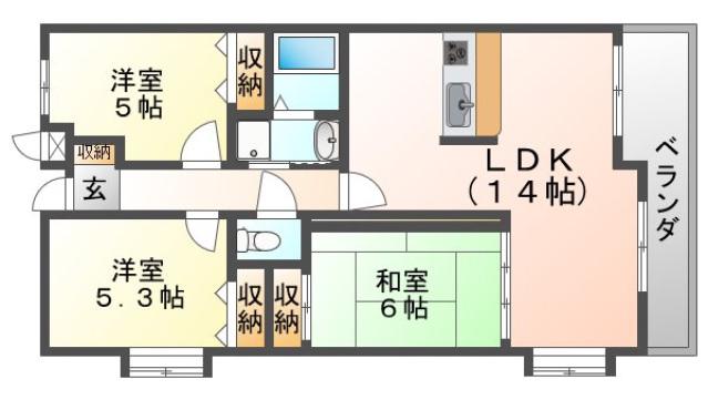 アビタシオン橋本II(3LDK/2階)の間取り写真