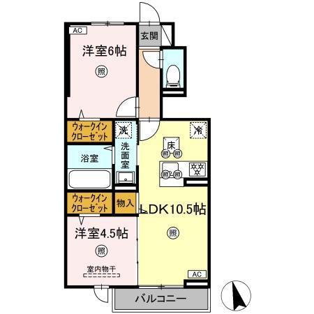 RION(2LDK/1階)の間取り写真