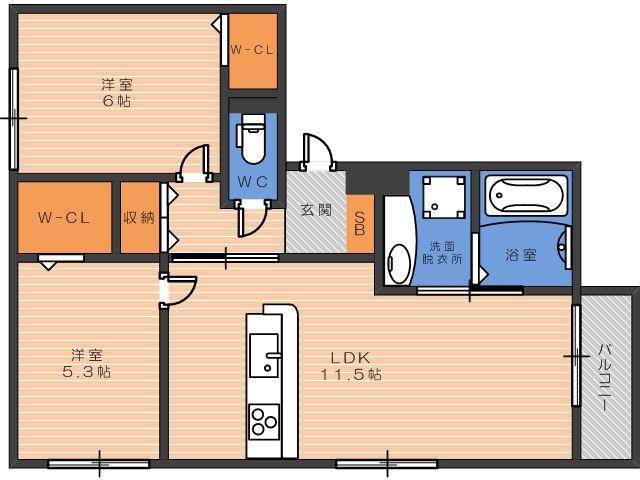 クレセント司(2LDK/3階)の間取り写真
