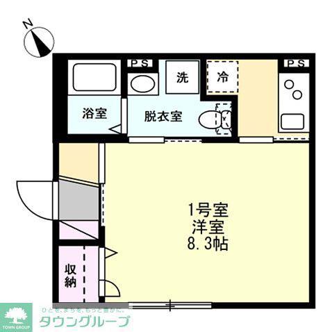 ベイルーム相模原(1K/3階)の間取り写真