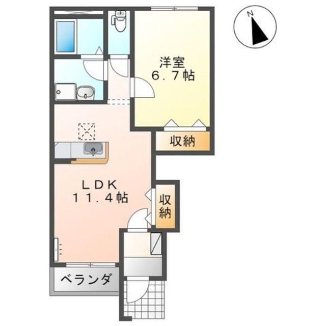LE MIRAGE(1LDK/1階)の間取り写真