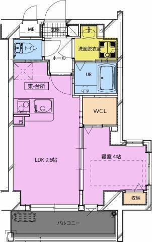トピカ中津瀬(1LDK/4階)の間取り写真