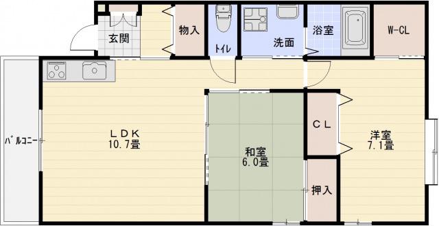 メディオⅡ(2LDK/3階)の間取り写真