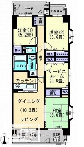 ダイアパレス太田第5(3SLDK/6階)の間取り写真