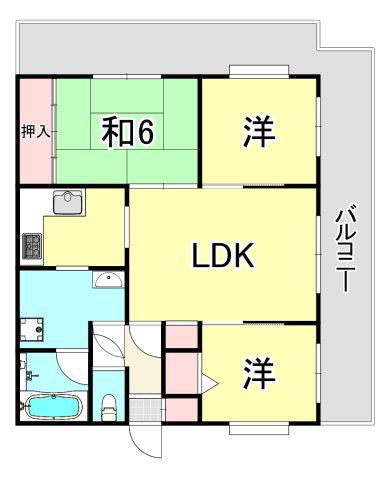ヴァンヴェール甲風園(3LDK/2階)の間取り写真
