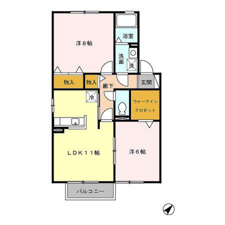 ラルーナ(2LDK/2階)の間取り写真