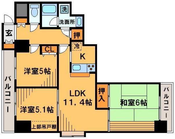 コスモ千葉中央マンション(3LDK/7階)の間取り写真