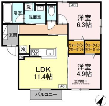 RESUA南大通(2LDK/2階)の間取り写真