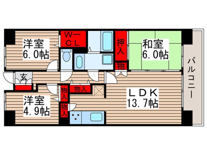 白井ロジュマン(3LDK/7階)の間取り写真