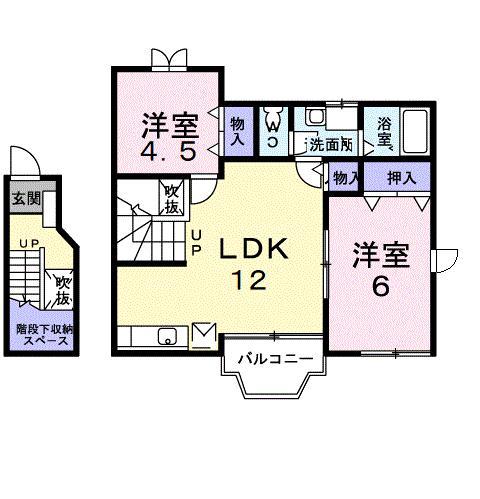 プリエール B(2LDK/2階)の間取り写真