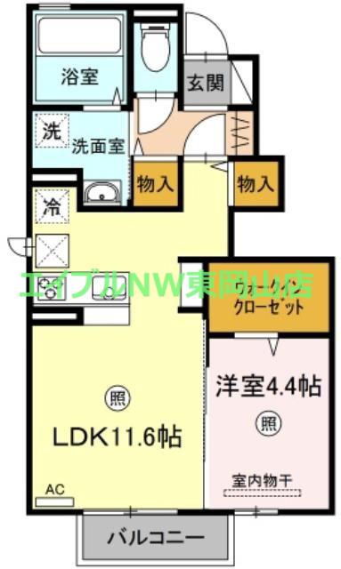フローラ リエ(1LDK/1階)の間取り写真