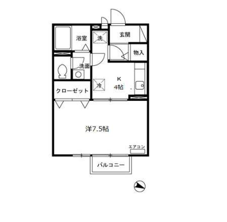セレサY・F(1K/2階)の間取り写真