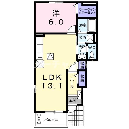 サンリット デーア B(1LDK/1階)の間取り写真