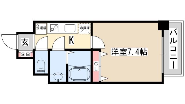 フロイデ(1K/7階)の間取り写真