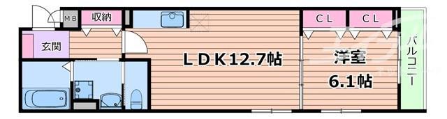 東正雀アパート(1LDK/2階)の間取り写真