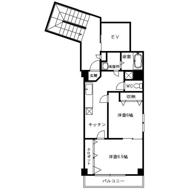 VOGUE元住吉(2K/6階)の間取り写真