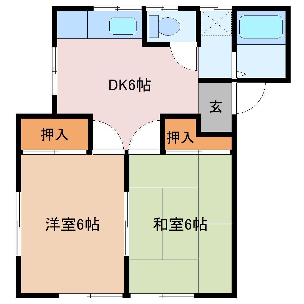 富士ハイツ(2DK/1階)の間取り写真