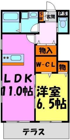ヘーベル・エムズ(1LDK/1階)の間取り写真