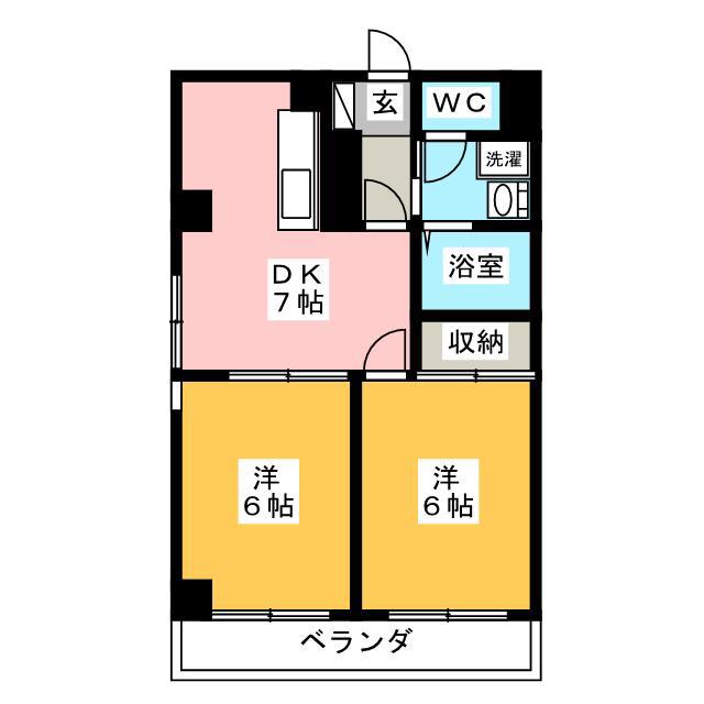 シュゼル八王子(2DK/9階)の間取り写真
