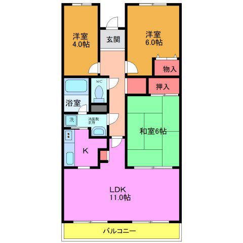 潮ハイツ(3LDK/1階)の間取り写真
