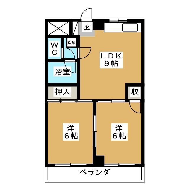 北八マンション(2LDK/3階)の間取り写真