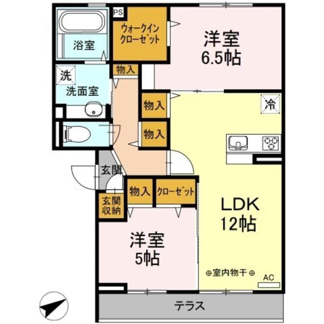 ポーロウニア横山(2LDK/3階)の間取り写真