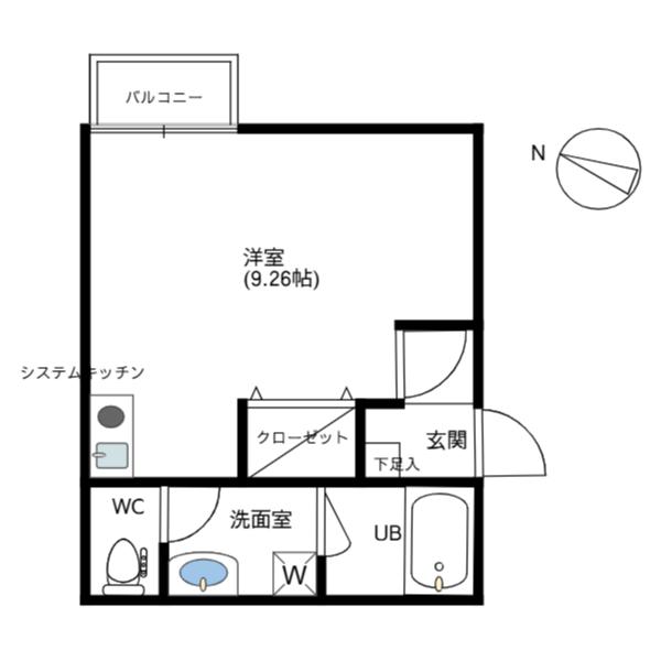 KMヒルズ(ワンルーム/3階)の間取り写真