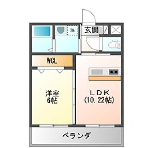 グロテック巨勢(1LDK/4階)の間取り写真