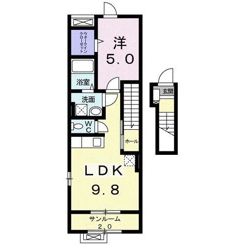 フォルトーナSE-II(1LDK/2階)の間取り写真